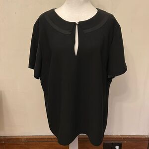 Banana Republic black collared short sleeve blouse Size XL EUC